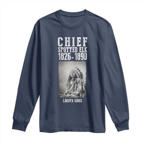 Native American Indian Chief Long Sleeve Shirt Lakota Sioux Chief Spotted Elk TS14 Navy Print Your Wear