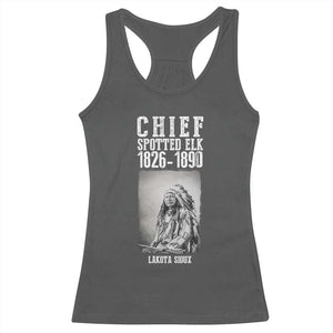 Native American Indian Chief Racerback Tank Top Lakota Sioux Chief Spotted Elk TS14 Dark Heather Print Your Wear