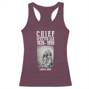 Native American Indian Chief Racerback Tank Top Lakota Sioux Chief Spotted Elk TS14 Maroon Print Your Wear
