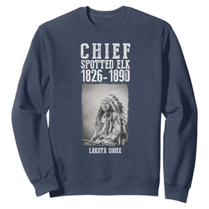 Native American Indian Chief Sweatshirt Lakota Sioux Chief Spotted Elk TS14 Navy Print Your Wear