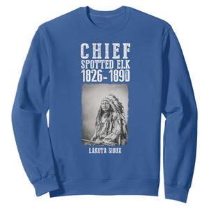 Native American Indian Chief Sweatshirt Lakota Sioux Chief Spotted Elk TS14 Royal Blue Print Your Wear