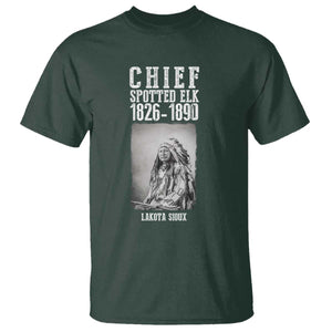 Native American Indian Chief T Shirt Lakota Sioux Chief Spotted Elk TS14 Dark Forest Green Print Your Wear
