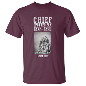 Native American Indian Chief T Shirt Lakota Sioux Chief Spotted Elk TS14 Maroon Print Your Wear