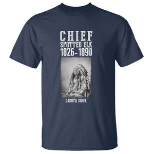 Native American Indian Chief T Shirt Lakota Sioux Chief Spotted Elk TS14 Navy Print Your Wear