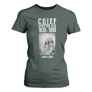 Native American Indian Chief T Shirt For Women Lakota Sioux Chief Spotted Elk TS14 Dark Forest Green Print Your Wear