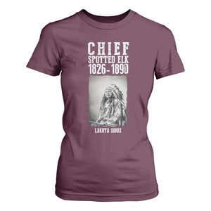 Native American Indian Chief T Shirt For Women Lakota Sioux Chief Spotted Elk TS14 Maroon Print Your Wear