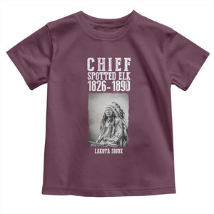 Native American Indian Chief Toddler T Shirt Lakota Sioux Chief Spotted Elk TS14 Maroon Print Your Wear
