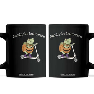 Ready For Halloween Frog Coffee Mug Funny Frog Scooter Pumpkin Costume Gift TS14 Black Print Your Wear