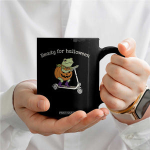 Ready For Halloween Frog Coffee Mug Funny Frog Scooter Pumpkin Costume Gift TS14 Print Your Wear