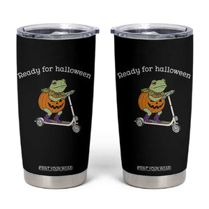 Ready For Halloween Frog Tumbler Cup Funny Frog Scooter Pumpkin Costume Gift TS14 Black Print Your Wear