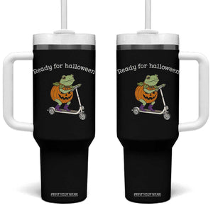 Ready For Halloween Frog Tumbler With Handle Funny Frog Scooter Pumpkin Costume Gift TS14 One Size: 40 oz Black Print Your Wear