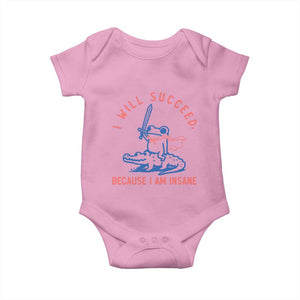 I Will Succeed Because I Am Insane Baby Onesie Funny Frog Riding Crocodile Sarcastic Humor
