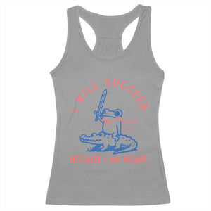 I Will Succeed Because I Am Insane Racerback Tank Top Funny Frog Riding Crocodile Sarcastic Humor