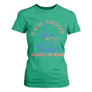 I Will Succeed Because I Am Insane T Shirt For Women Funny Frog Riding Crocodile Sarcastic Humor