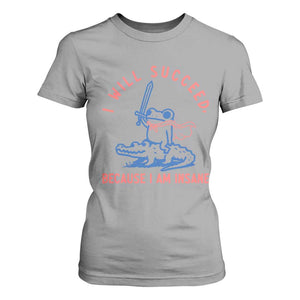 I Will Succeed Because I Am Insane T Shirt For Women Funny Frog Riding Crocodile Sarcastic Humor