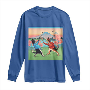 Funny Kendo Cat Long Sleeve Shirt Samurai Martial Arts TS14 Royal Blue Print Your Wear