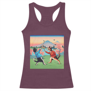 Funny Kendo Cat Racerback Tank Top Samurai Martial Arts TS14 Maroon Print Your Wear