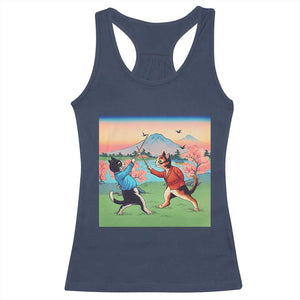 Funny Kendo Cat Racerback Tank Top Samurai Martial Arts TS14 Navy Print Your Wear