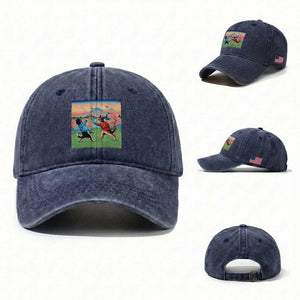 Funny Kendo Cat Washed Cotton Baseball Cap Samurai Martial Arts TS14 Washed Cap Universal Fit Navy Print Your Wear