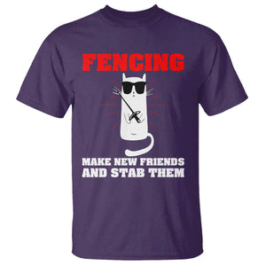 Funny Cat Fencing T Shirt Make Me New Friends And Stab Them TS14 Purple Print Your Wear
