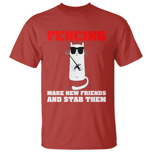 Funny Cat Fencing T Shirt Make Me New Friends And Stab Them TS14 Red Print Your Wear