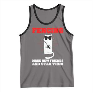 Funny Cat Fencing Tank Top Make Me New Friends And Stab Them TS14 Deep Heather Black Print Your Wear