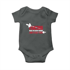 Funny Fencer Baby Onesie Fencing Make Me New Friends And Stab Them TS14 Dark Heather Print Your Wear