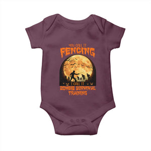 Funny Fencing Halloween Baby Onesie You Call It Fencing Zombie Survival TS14 Maroon Print Your Wear