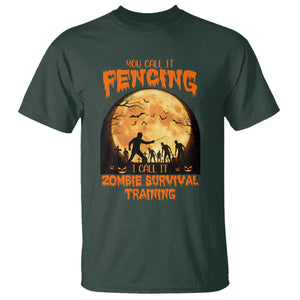 Funny Fencing Halloween T Shirt You Call It Fencing Zombie Survival TS14 Dark Forest Green Print Your Wear