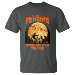 Funny Fencing Halloween T Shirt You Call It Fencing Zombie Survival TS14 Dark Heather Print Your Wear