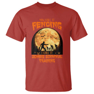 Funny Fencing Halloween T Shirt You Call It Fencing Zombie Survival TS14 Red Print Your Wear