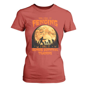 Funny Fencing Halloween T Shirt For Women You Call It Fencing Zombie Survival TS14 Red Print Your Wear