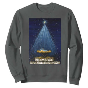 Nativity Scene Christmas Sweatshirt Biible Baby Jesus Christian TS14 Dark Heather Print Your Wear