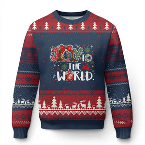 Nativity Scene Xmas Ugly Christmas Sweater Joy To The World TS14 Navy Red Print Your Wear