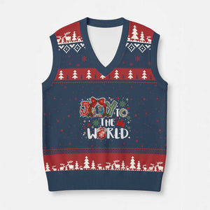 Nativity Scene Xmas V-Neck Knit Sweater Vest Joy To The World TS14 Navy Red Print Your Wear