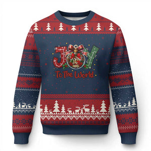 Jesus Xmas Ugly Christmas Sweater Joy To The World TS14 Navy Red Print Your Wear