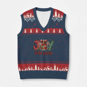 Jesus Xmas V-Neck Knit Sweater Vest Joy To The World TS14 Navy Red Print Your Wear