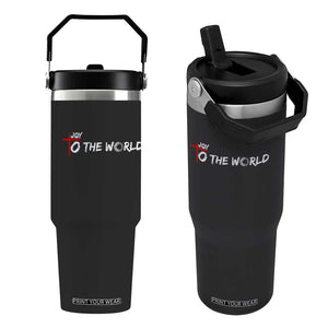 Jesus Christian Christmas Flip Straw Tumbler Joy To The World TS14 One Size: 30 oz Black Print Your Wear