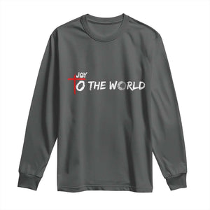 Jesus Christian Christmas Long Sleeve Shirt Joy To The World TS14 Dark Heather Print Your Wear