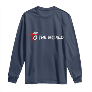 Jesus Christian Christmas Long Sleeve Shirt Joy To The World TS14 Navy Print Your Wear