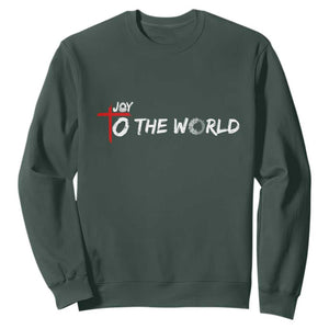 Jesus Christian Christmas Sweatshirt Joy To The World TS14 Dark Forest Green Print Your Wear