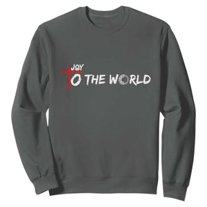 Jesus Christian Christmas Sweatshirt Joy To The World TS14 Dark Heather Print Your Wear