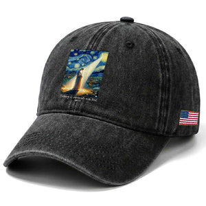 Virgin Mary Starry Night Washed Cotton Baseball Cap Luke 2:11 Christian Faith TS14 Print Your Wear