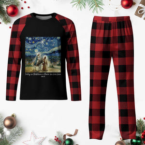 Bethlehem Starry Night Plaid Pajama Set Nativity Luke 2:11 Christian Christmas TS14 Buffalo Plaid Print Your Wear