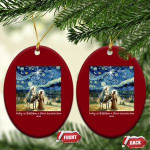 Bethlehem Starry Night Ceramic Ornament Nativity Luke 2:11 Christian Xmas TS14 Print Your Wear