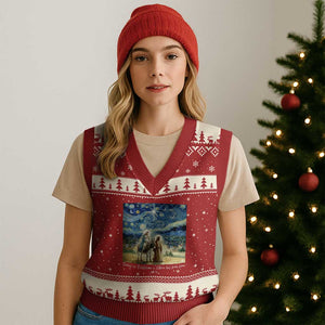 Bethlehem Starry Night V-Neck Knit Sweater Vest Nativity Luke 2:11 Christian Xmas TS14 Red Beige Print Your Wear
