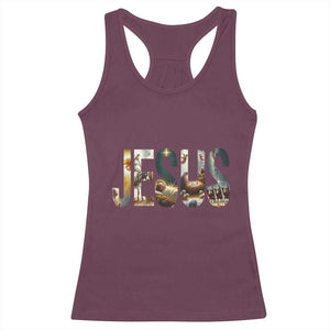 Jesus Christmas Racerback Tank Top Nativity Holy Night Christian Faith TS14 Maroon Print Your Wear