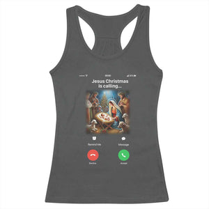 Jesus Christmas Racerback Tank Top Video Call Nativity Scene Funny Christian Xmas TS14 Dark Heather Print Your Wear