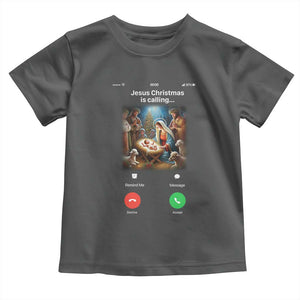 Jesus Christmas Toddler T Shirt Video Call Nativity Scene Funny Christian Xmas TS14 Dark Heather Print Your Wear