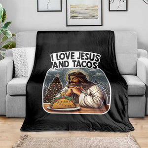 Funny Jesus Christian Christmas Throw Blanket I Love Jesus And Tacos TS14 Print Your Wear